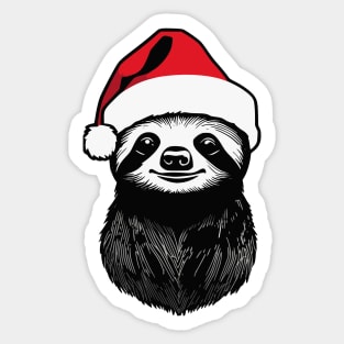 Christmas Sloth with Santa Hat Sticker